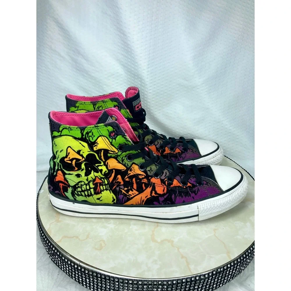 Converse Pro Wasabi Skull Mushroom High Top Shoes Mens 9.5 Multicolor Sneakers